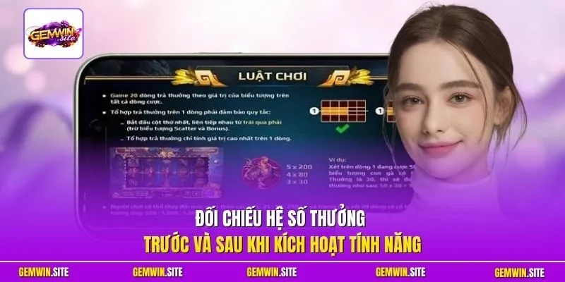 Đối chiếu hệ số thưởng trước và sau khi kích hoạt tính năng